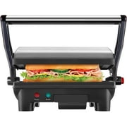 Chefman 3-in-1 Panini Press \u0026 Grill, 2-Slice Non-Stick, Opens Flat - Stainless Steel, New